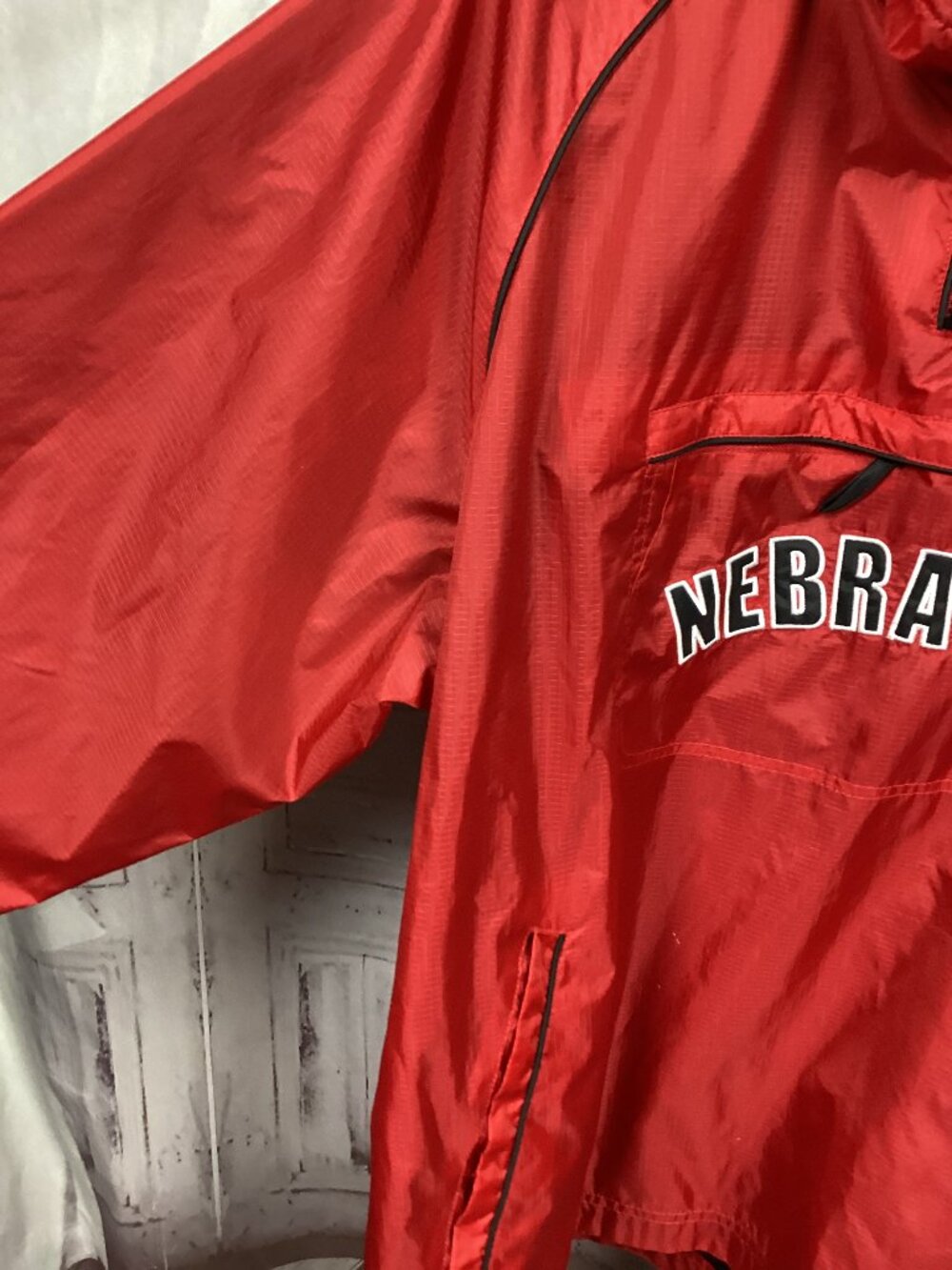 Vintage Nebraska Huskers Pullover Jacket Red Windbreaker Hoodie XL - Picture 6 of 11